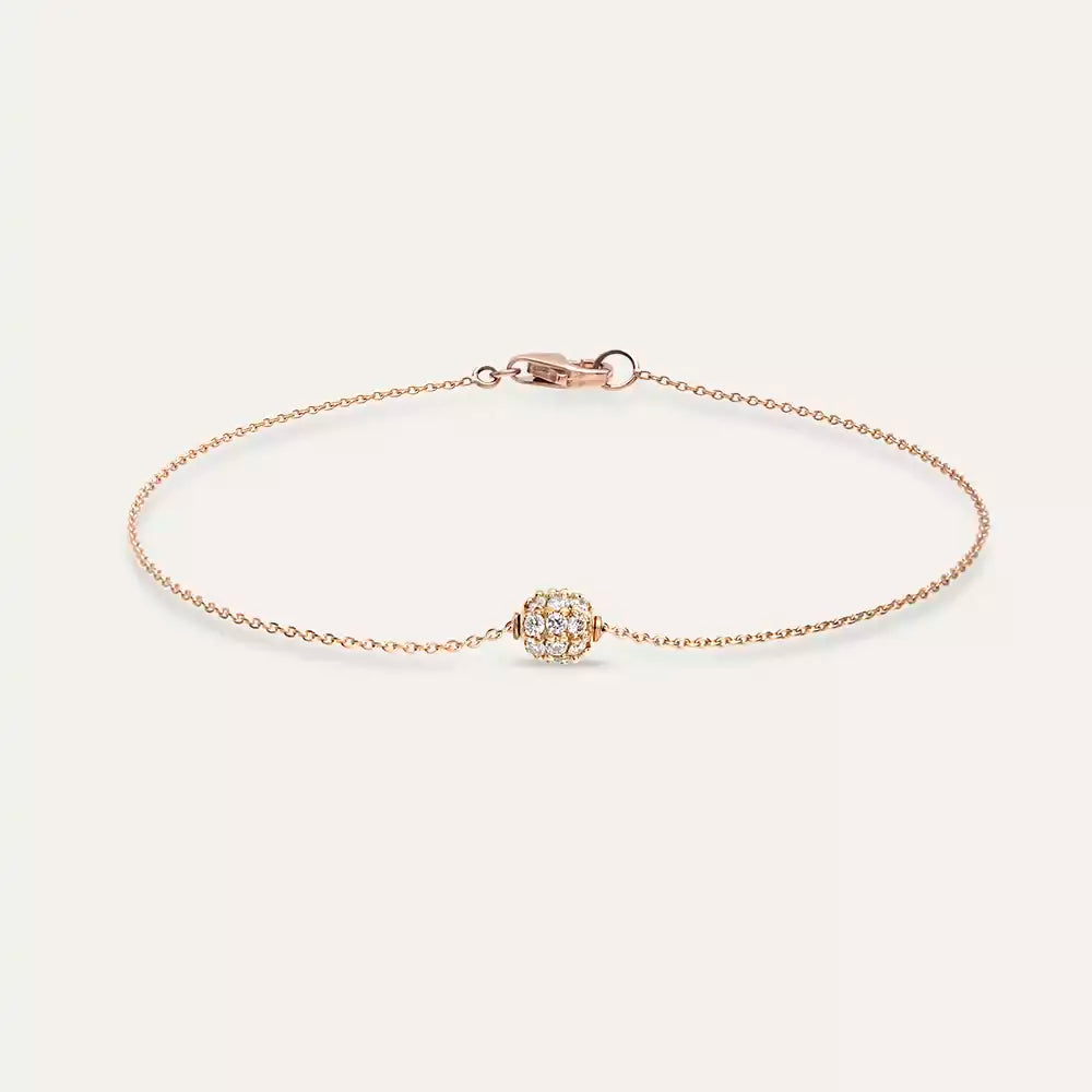 Pırlanta Taşlı Rose Altın Top Bileklik