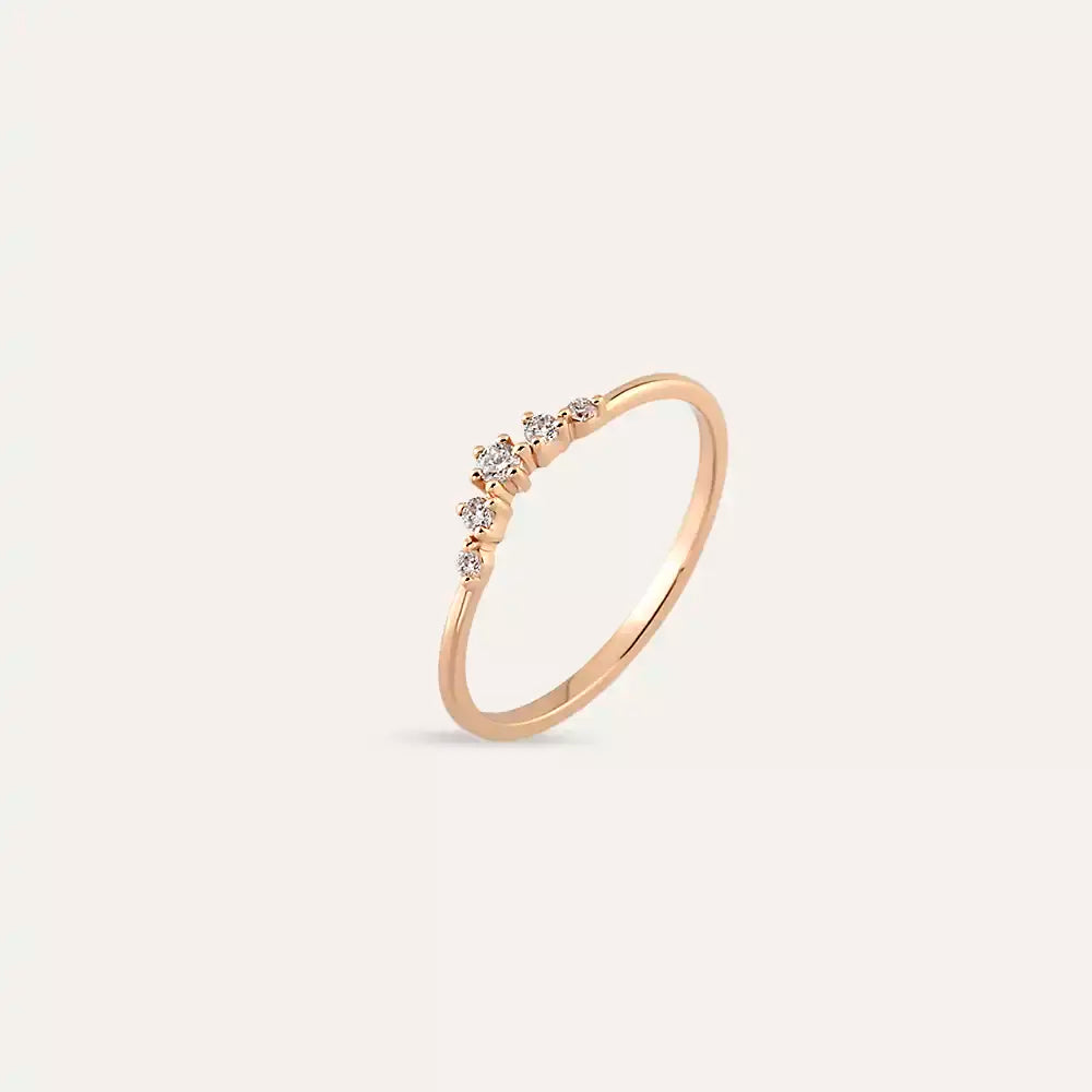 Pırlanta Taşlı Rose Altın Yüzük