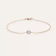 Pırlanta Taşlı Rose ve Beyaz Altın Top Bileklik