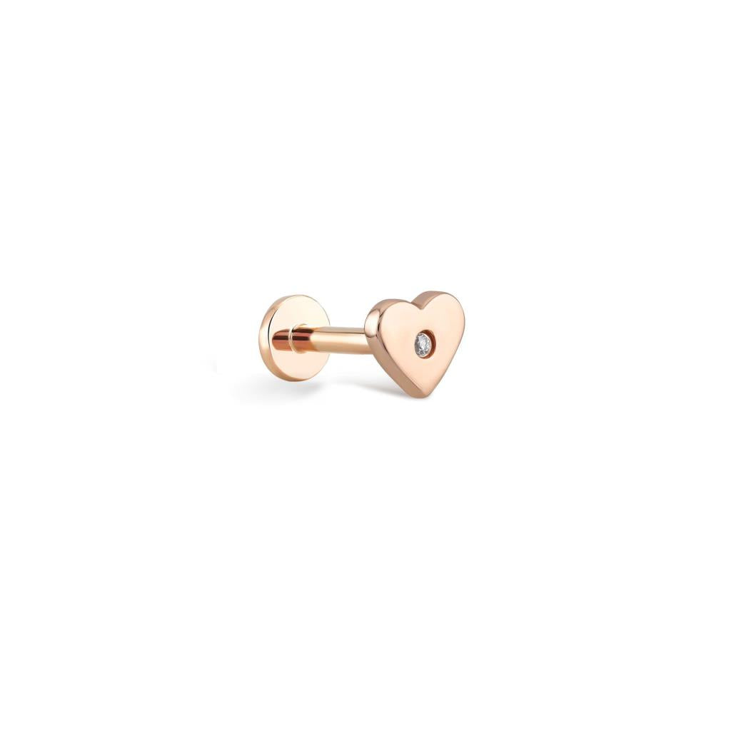 Pırlanta Tek Kalp Piercing