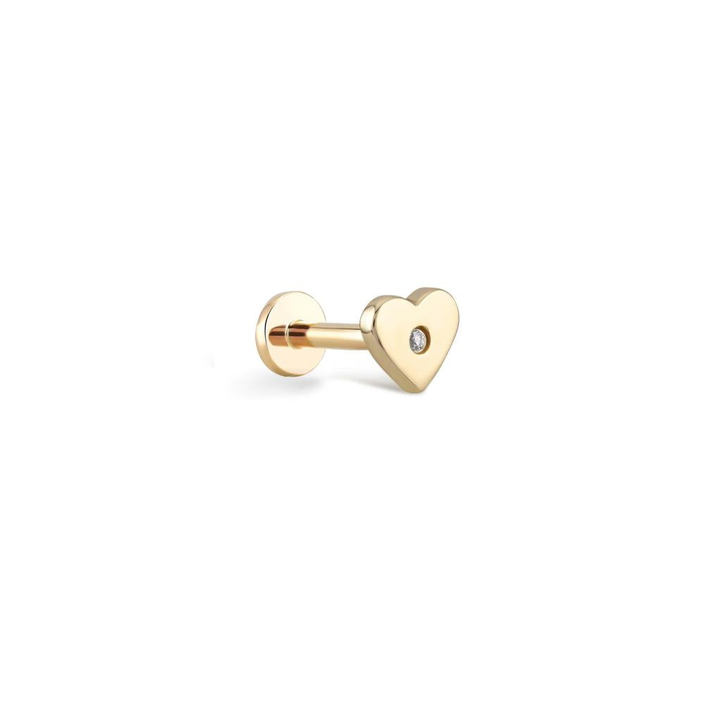 Pırlanta Tek Kalp Piercing