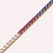 Pırlanta, Yakut, Safir ve Zümrüt Taşlı Rose Altın Suyolu Bileklik