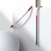 Pırlanta, Yakut, Safir ve Zümrüt Taşlı Rose Altın Suyolu Bileklik