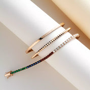 Pırlanta, Yakut, Safir ve Zümrüt Taşlı Rose Altın Suyolu Bileklik