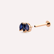 Plume Markiz Kesim Safir Taşlı Rose Altın Piercing