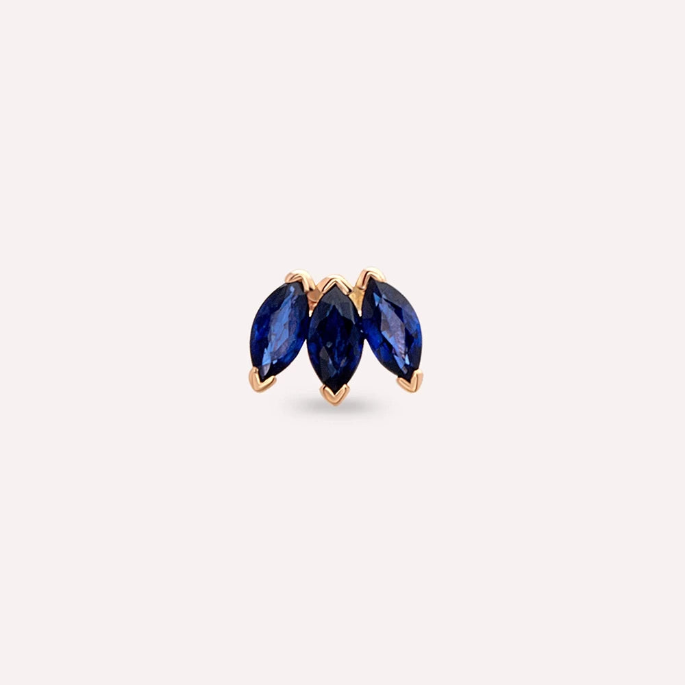 Plume Markiz Kesim Safir Taşlı Rose Altın Piercing