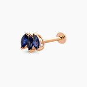 Plume Markiz Kesim Safir Taşlı Rose Altın Piercing