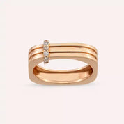 Poeme Pırlanta Taşlı Rose Altın Yüzük