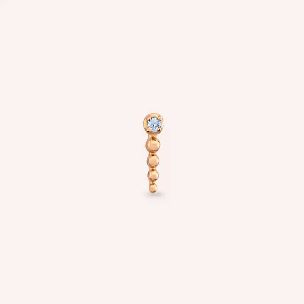 Point Light Blue Safir Taşlı Rose Altın Tek Küpe
