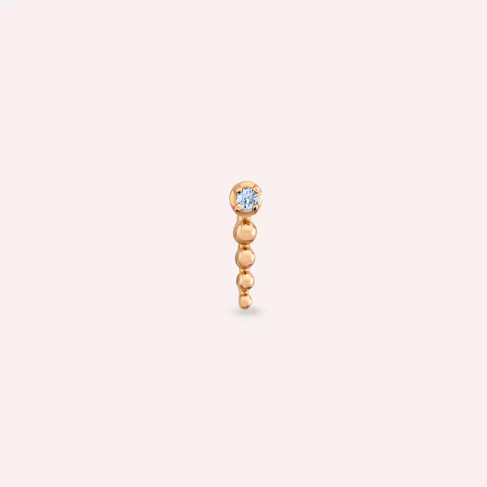 Point Light Blue Safir Taşlı Rose Altın Tek Küpe