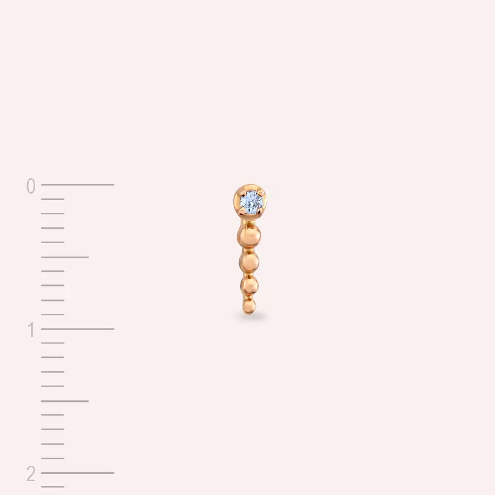 Point Light Blue Safir Taşlı Rose Altın Tek Küpe