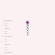 Spot Pink Safir Taşlı Beyaz Altın Tek Küpe