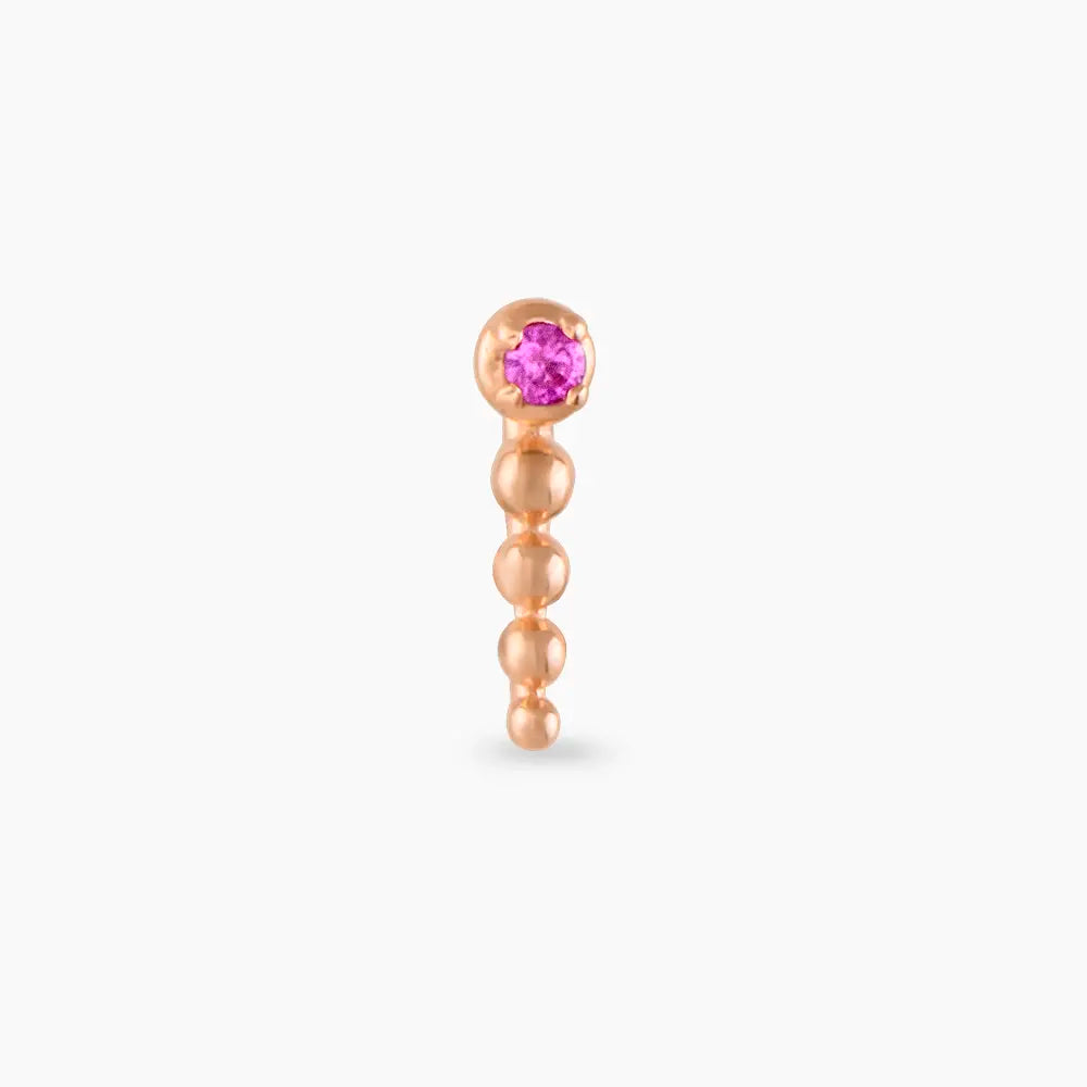 Point Pink Safir Taşlı Rose Altın Piercing