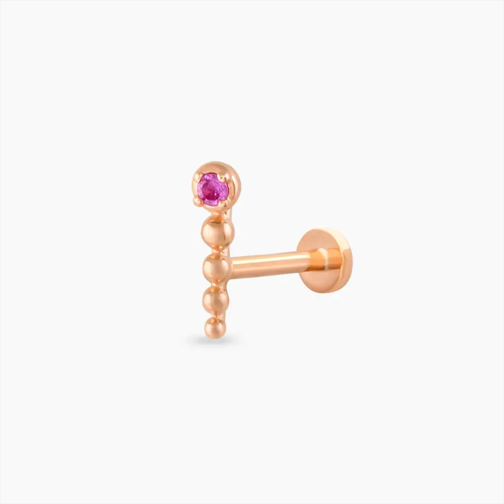 Point Pink Safir Taşlı Rose Altın Piercing