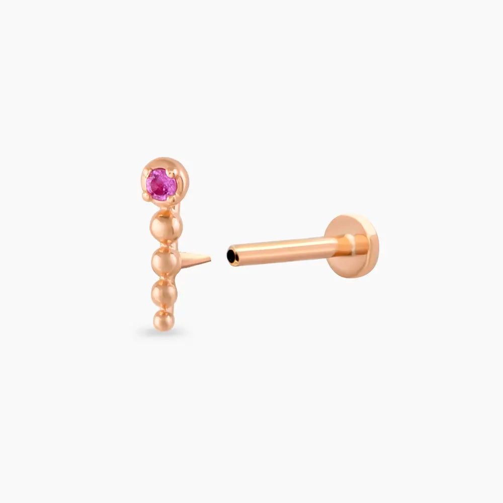 Point Pink Safir Taşlı Rose Altın Piercing