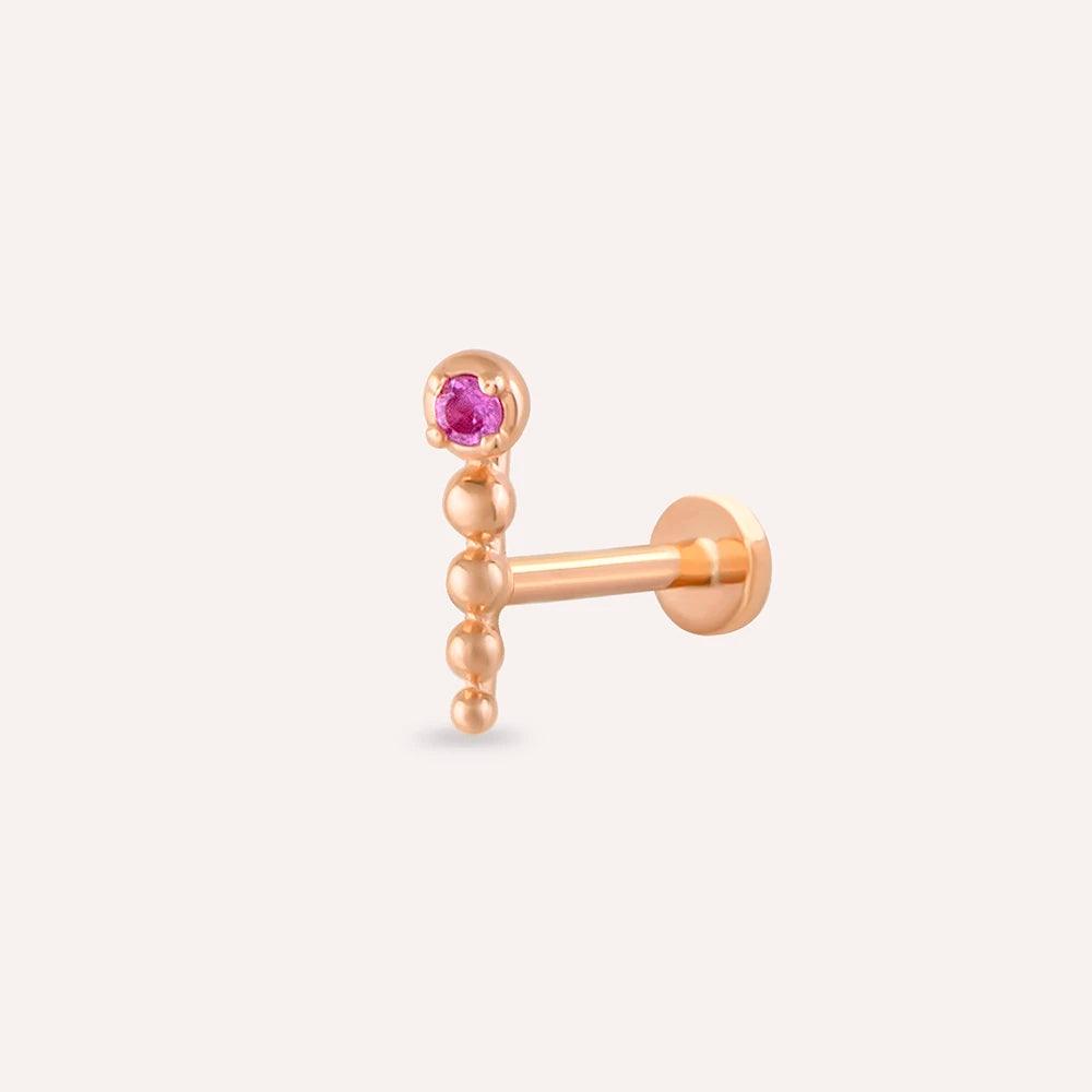 Point Pink Safir Taşlı Rose Altın Piercing - Tufanlar Kuyumculuk