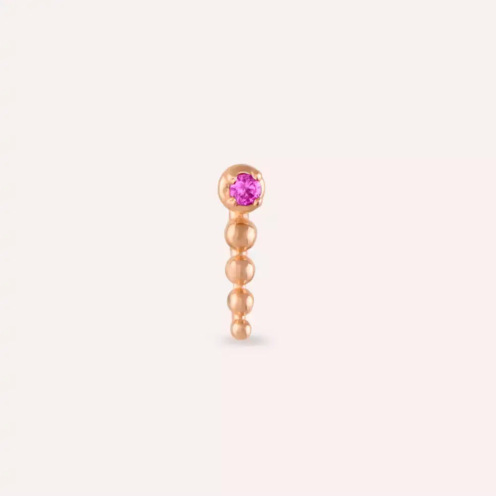 Point Pink Safir Taşlı Rose Altın Piercing