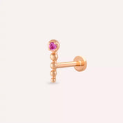 Point Pink Safir Taşlı Rose Altın Piercing