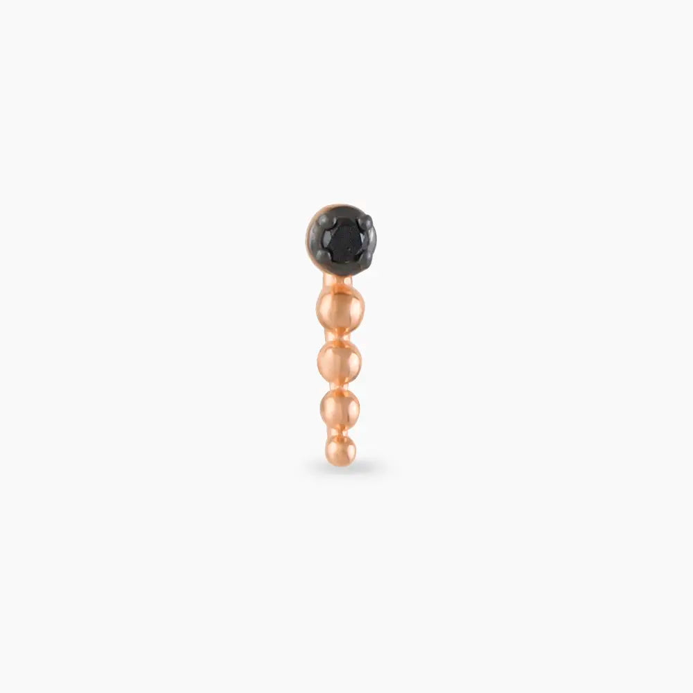 Point Siyah Pırlanta Taşlı Rose Altın Piercing