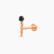 Point Siyah Pırlanta Taşlı Rose Altın Piercing