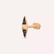 Pointed Siyah Pırlanta Taşlı Rose Altın Piercing
