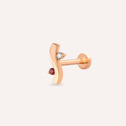 Poise Red Safir ve Pırlanta Taşlı Rose Altın Piercing