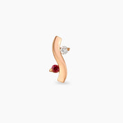 Poise Red Safir ve Pırlanta Taşlı Rose Altın Piercing