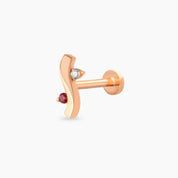 Poise Red Safir ve Pırlanta Taşlı Rose Altın Piercing