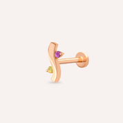Poise Yellow ve Pink Safir Taşlı Rose Altın Piercing
