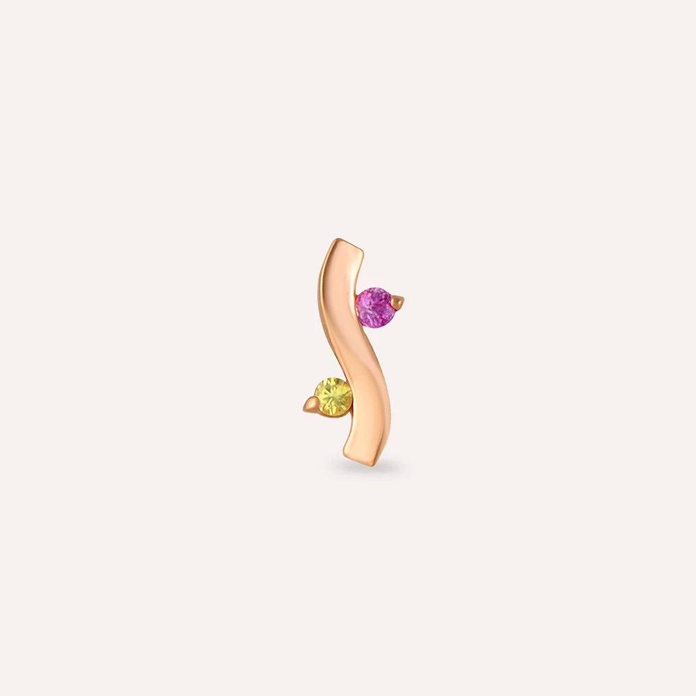 Poise Yellow ve Pink Safir Taşlı Rose Altın Piercing