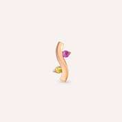 Poise Yellow ve Pink Safir Taşlı Rose Altın Piercing