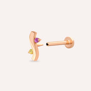 Poise Yellow ve Pink Safir Taşlı Rose Altın Piercing
