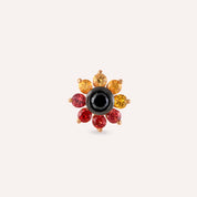 Pollen Multicolor Safir ve Siyah Pırlanta Taşlı Rose Altın Piercing