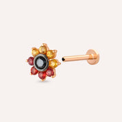 Pollen Multicolor Safir ve Siyah Pırlanta Taşlı Rose Altın Piercing