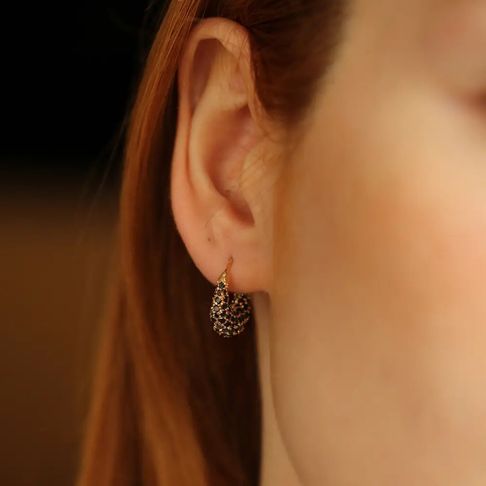 Glacier 3.86 CT Siyah Pırlanta Taşlı Rose Altın Küpe