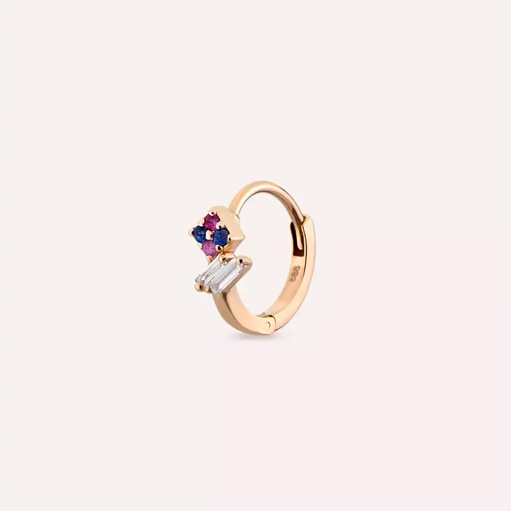Pretty Blue, Purple Safir ve Pırlanta Taşlı Halka Piercing