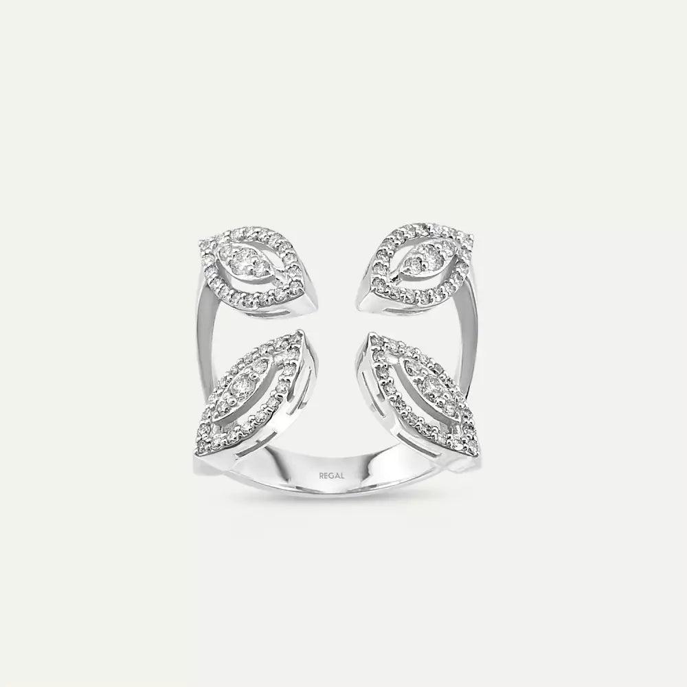 Puller Pırlanta Taşlı Beyaz Altın Yüzük