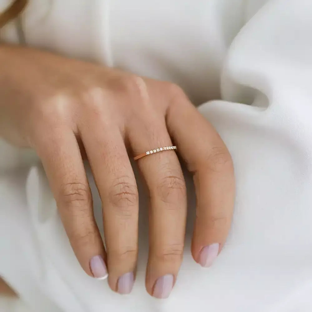 Pure 0.14 CT Pırlanta Taşlı Rose Altın Yüzük