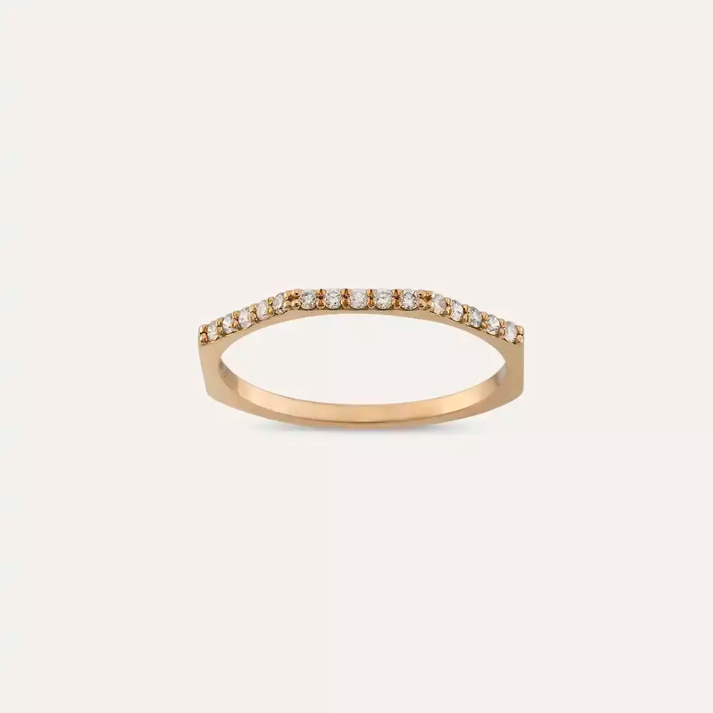 Pure 0.14 CT Pırlanta Taşlı Rose Altın Yüzük