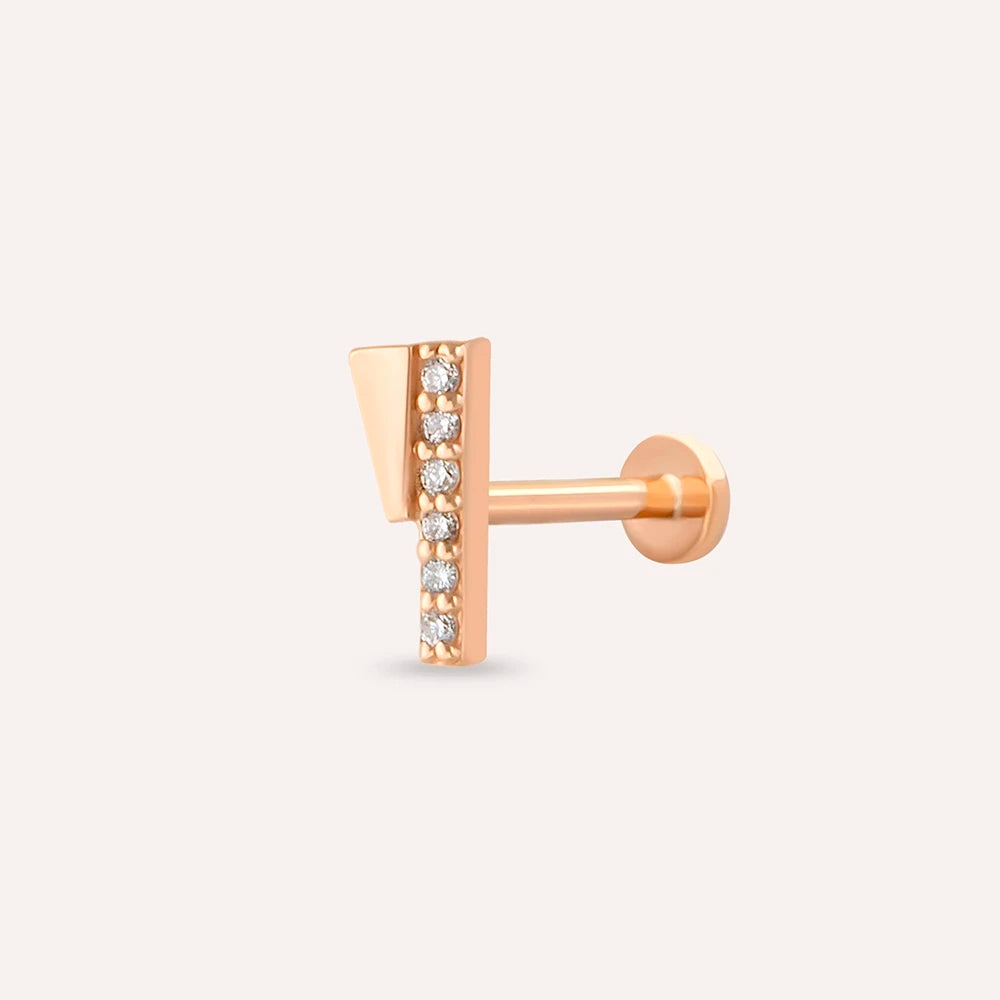 Pylon Pırlanta Taşlı Rose Altın Piercing