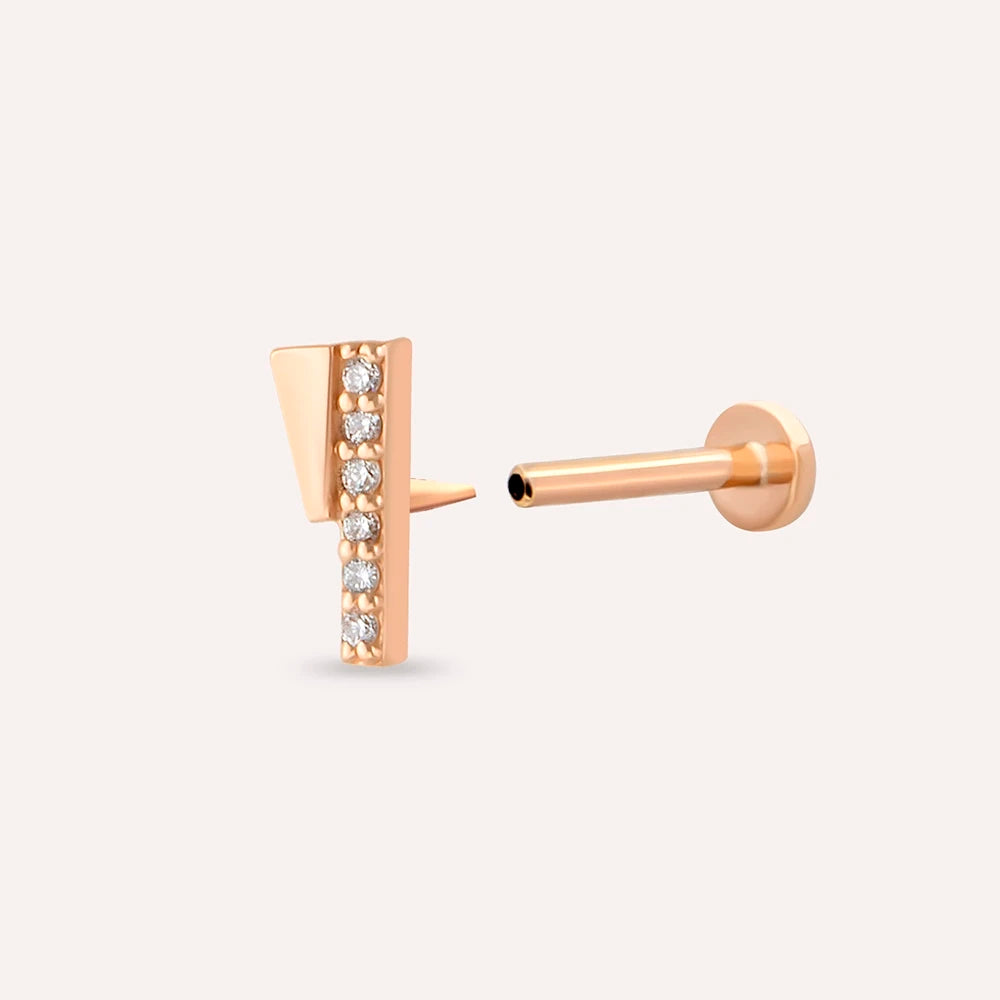 Pylon Pırlanta Taşlı Rose Altın Piercing