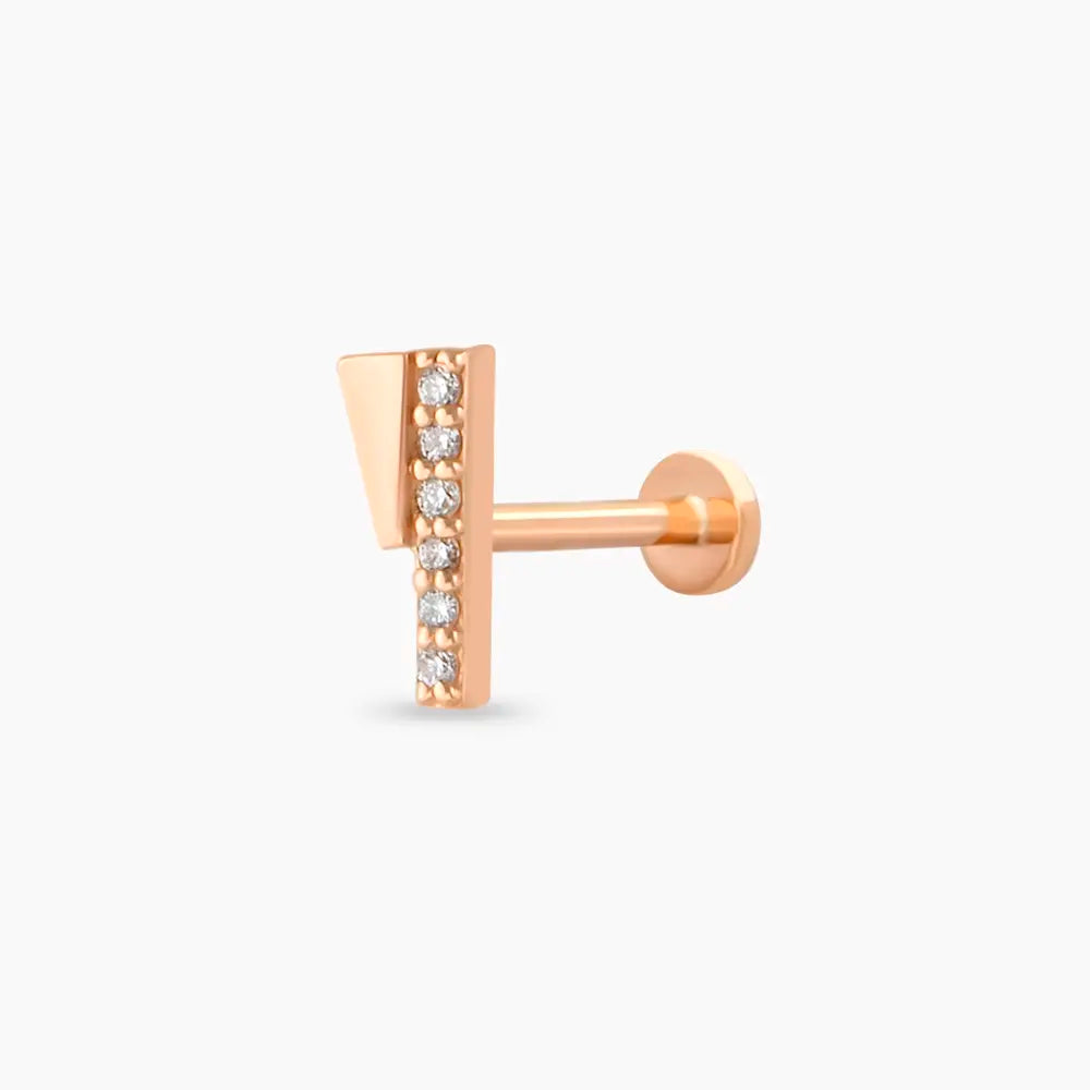Pylon Pırlanta Taşlı Rose Altın Piercing