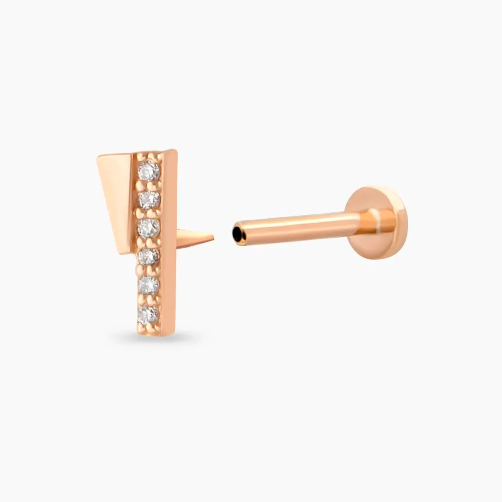 Pylon Pırlanta Taşlı Rose Altın Piercing
