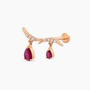 Pyxis Yakut ve Pırlanta Taşlı Rose Altın Piercing