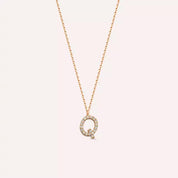 Q Harf 0.12 CT Pırlanta Taşlı Rose Altın Kolye