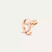 Q Harf Pırlanta Taşlı Rose Altın Mini Tek Küpe