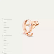 Q Harf Pırlanta Taşlı Rose Altın Mini Tek Küpe