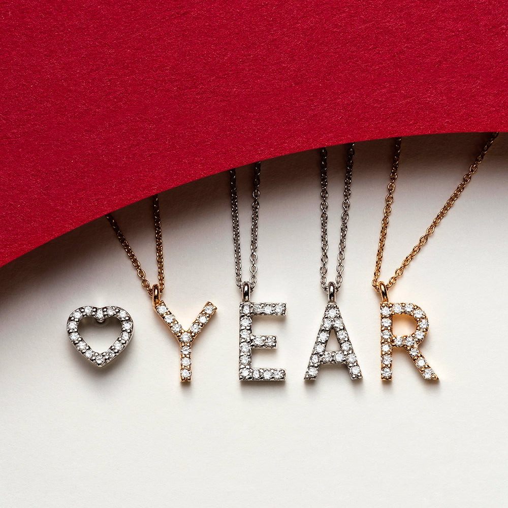 R Harf 0.10 CT Pırlanta Taşlı Rose Altın Kolye