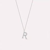 R Harf 0.10 CT Pırlanta Taşlı Beyaz Altın Kolye