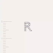 R Harf Pırlanta Taşlı Beyaz Altın Tek Küpe